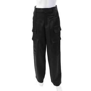 The Noli Shop Womens Wide Legged Casual Cargo Pocket Pants Black Size 2